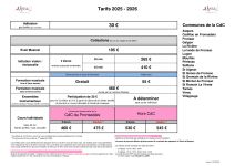 Tarifs cours 2025 2026 small